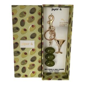Piper K Martini & Olives Bag Charm Keychain 🍸🫒